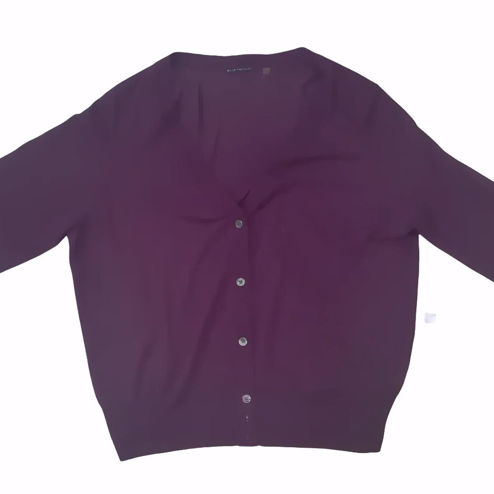 Elie Tahari Women’s Purple Merino Wool Cardigan – Size 3x